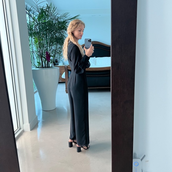 Black Jumpsuit - Jay Godfrey Sheer, Long-sleeved, Sheer pants (with slip) - Picture 6 of 7